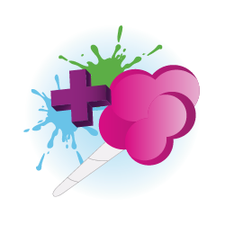 An illustration of cotton candy and a plus sign